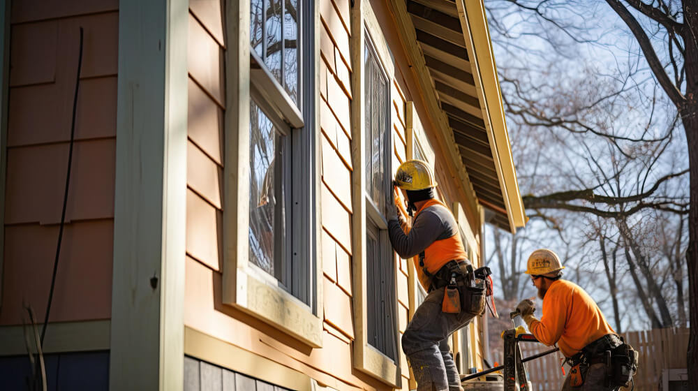 Builders Carefully Installing Exterior Siding 